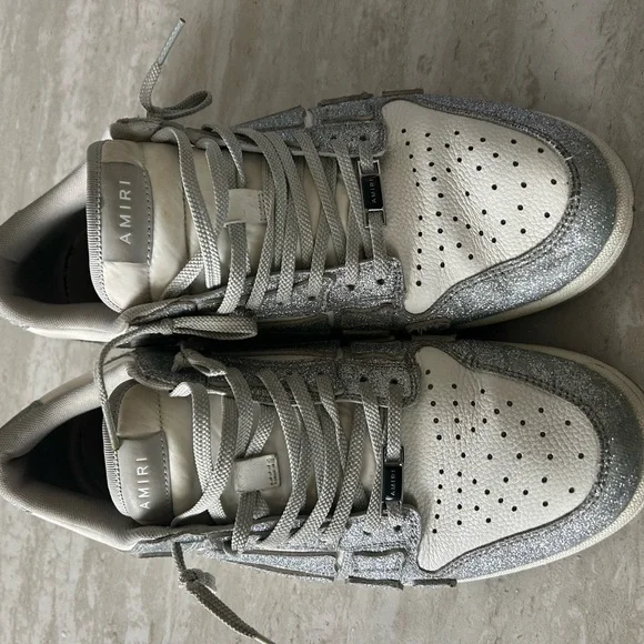 AMIRI Glitter Gray and Cream Sneakers - Picture 3 of 4